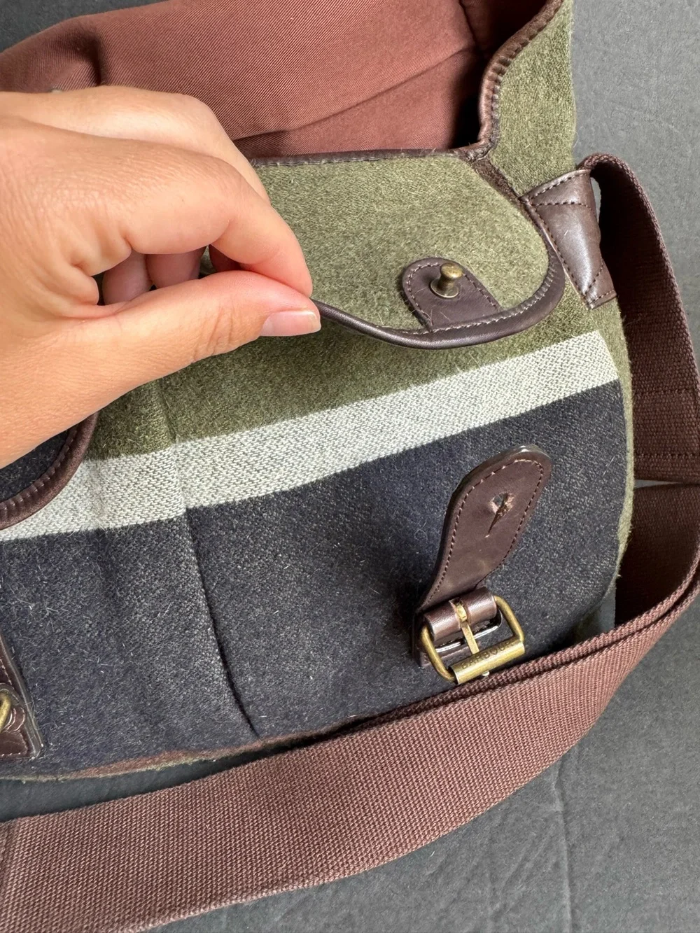Barbour‎ Messenger Bag Blanket Wool Striped Crossbody Briefcase Work Unisex Mens